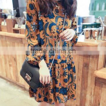 Wholesale spring extra plus size floral print maternity dress 2017 Chinese chiffon dress
