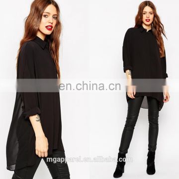 Ladies western blouse Oversized fit point collar fashion lady chiffon blouse