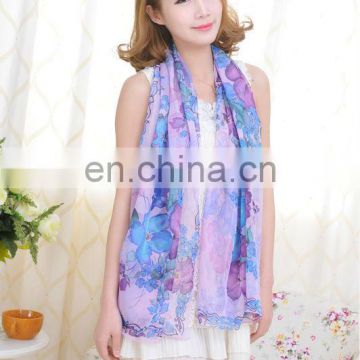 fashion flower printed silk scarf