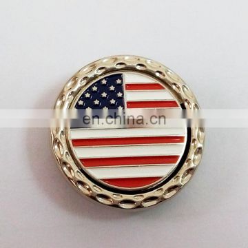 2016 New Arrival Free Mold American Flag Golf Cap Clip Ball Markers