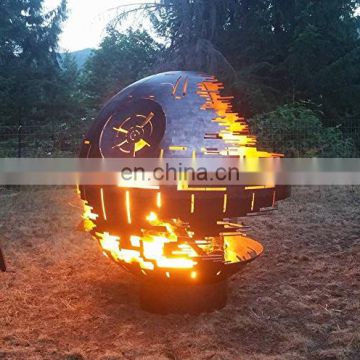 36inch rust metal art death star design fire ball for garden decor