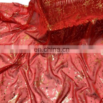 High quality fabric 30D 100% polyester bronzing chiffon fabric for saree