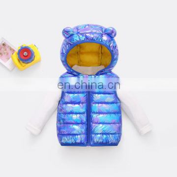 2020 new children's bright face vest boys and girls bright face hooded vest kids colorful ears cotton vest