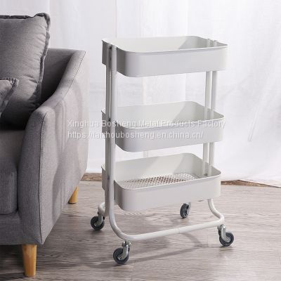 Kitchen Storage Trolley Folding Rolling Cart Vegetable Trolley For Kitchen