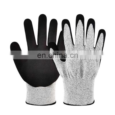 RTS Cut Resistant Black Nitrile Coated Mechanics Work Gloves EN388 Level 5 Cut Gloves with Enhanced Grip Size S-XL Safety Hand
