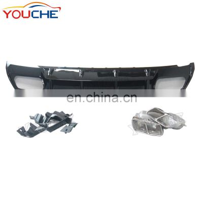 A45 style rear bumper diffuser for Mercedes A class W176 AMG line black diffuser with exhaus tip 2013-2018