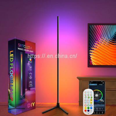 New coming  RGB App or Remote Music Control Corner Standing Light Splicing LED Tripod Floor Lamp For Living Room Decoration