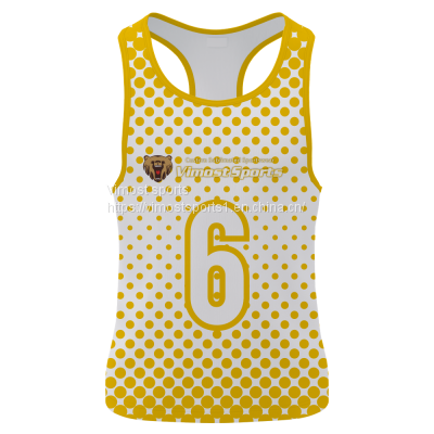 Customized White and Yellow Singlet of Good Quality Design for You