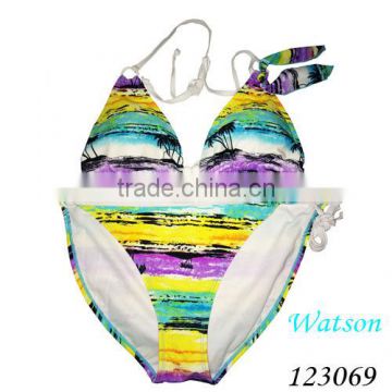 Nylon Spandex Swimwear Fabric Ladies triangle swimwear bikini Swimsuit