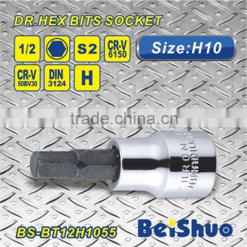 1/2"Dr. S2 material H10 Hex Bit Socket Hand tool Screwdriver wrench bit