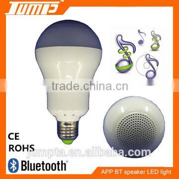 ShenZhen factory E27 11W RGBW color changing bluetooth speaker smart APP music LED light