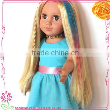 18 inch doll wig human hair wig, colorful doll wigs accessories