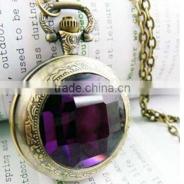 Generous, noble Diamond black gemstone pocket watch necklace