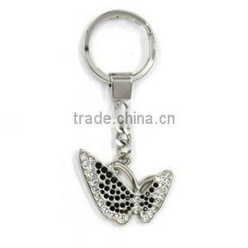 customized Bling Black Butterfly shaped Metal Keychain