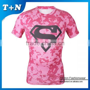 China mens gym clothing, rounded hem sublimation sport t shirt