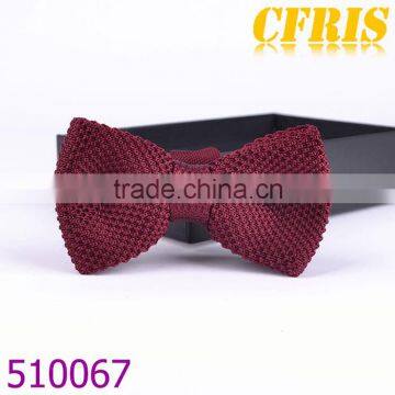 New Style Knitted Cotton School Uniform Large Bow Tie,deep red