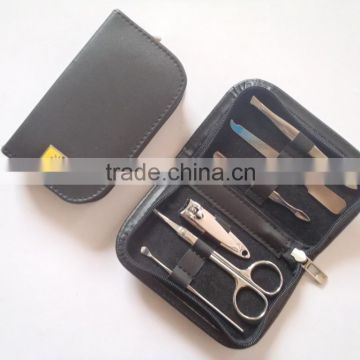 stainless steel 6pcs home manicure set with a PU leather case