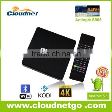 High-end Amlogic S905 Quad Core 4K 3D Box TV 1GB RAM/ 8GB ROM with Bluetooth Wifi 802.11b/g/n Kodi15.2 Loaded