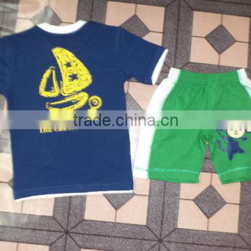 Children short sleeve printed knitted t-shirt and short pant