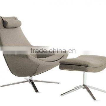 grey wool fabric metropolitan chair design with foot stool