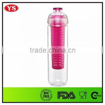 Hot selling FDA certification 800 ml clear plastic sport water bottle with infusion