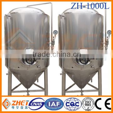 1000l SUS304 cooling jacket fermentation tank/fermenting tank for sale CE ODM manufacturer