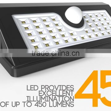 2017 Special design 45LED waterproof led solar motion detection garden sensor lights for party,hotel,bar.