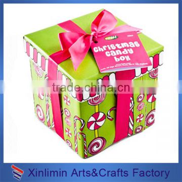 Luxury design square shape doll packaging box with ribbon
