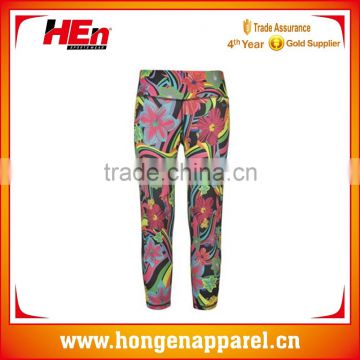 Hongen apparel 2015 women's fitness yoga sport pant sublimated colorful tight running leggings