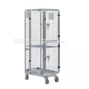 Foldable Warehouse Wire Rolling Storage Cage Heavy Duty 500kg