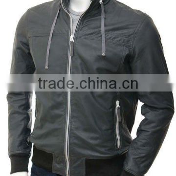 Mens Leather Golf Jacket in Blue
