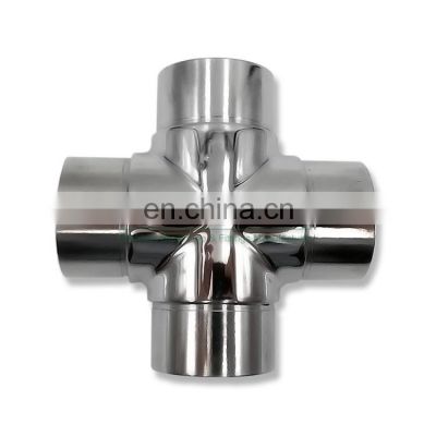 ss304 ss316l  Pipe fitting union 4-way cross stainless steel pipe fitting connectors for railings