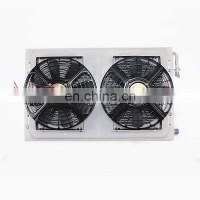 Universal Aluminium Condenser Radiator Cooling Fan Assembly 14'' x 23'' for Hot Street Rod Bus Truck Pickup AC Conditioning