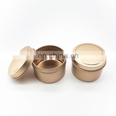 Eco friendly soy wax tinplate box rose gold black empty small round candle tins with lid 4oz 8oz metal container tin box