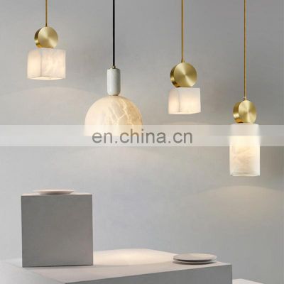 Factory Price Chandelier Brass Modern Luxury Alabaster Led Pendant Hanging Light For Dining Room
