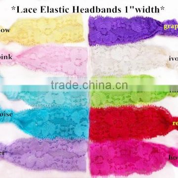Lace ealstic headband 1-width , headwrap by the yard