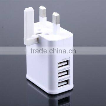 universal UK plug 3 usb ports travel wall charger plug changeable power adapter