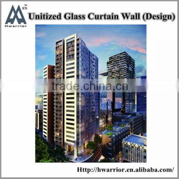 Unitized curtain wall with hollow glass