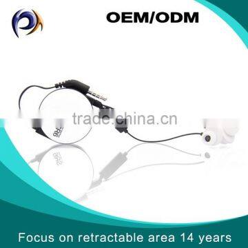 2016 New style earphone retractable in-ear headset with CE,FCC,ROHS certificates