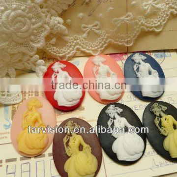 Hot sale flat back resin cameo, resin cameo for wedding decoration