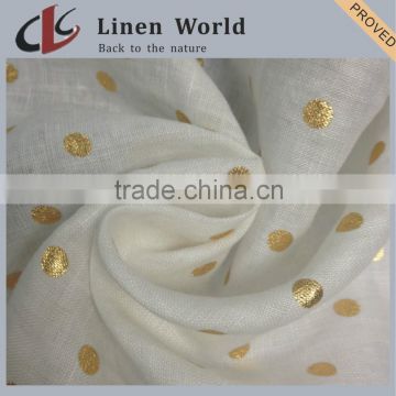 Hight Quality Golden Printed Pure Linen Fabric For Garment