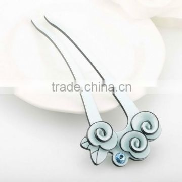 OEM and ODM,wholesale newly flower hair accessories of high quality rhinestone hair forks for women