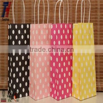 Popular Eco friendly dot kraft paper bag for gift with various colors for sale