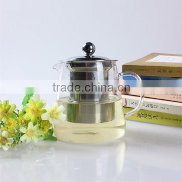 Hot Product Heat Resistant Antique Borosilicate Glass Teapot Coffee And Tea Set With Stainless Steel Strainer And Handle