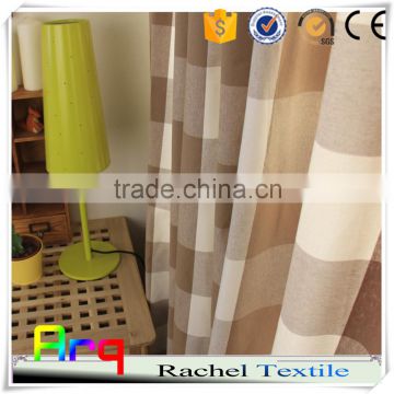 Linen cotton fabric Square pattern Printed with French style light living room curtain for