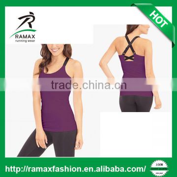 Ramax Custom Women Yoga Fitness Tank Top With Crossing Straps Design