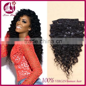 Deep Wave Clip In Human Hair Extensions 100g Full Head Brazilian Virgin Human Hair Clips Ins Extension African American