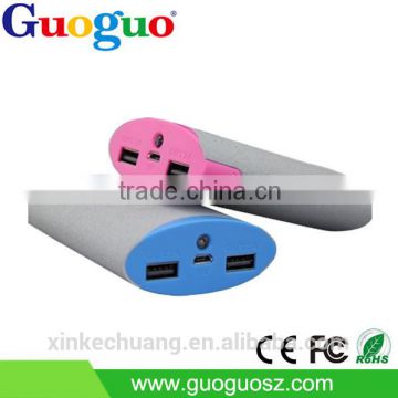 Guoguo 2016 high quality Dual USB Portable 6600mah LED flashlight rubber coating power bank unique innovative products