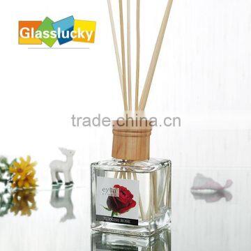 transparent diffuser galss bottle square design for home decor wholesale