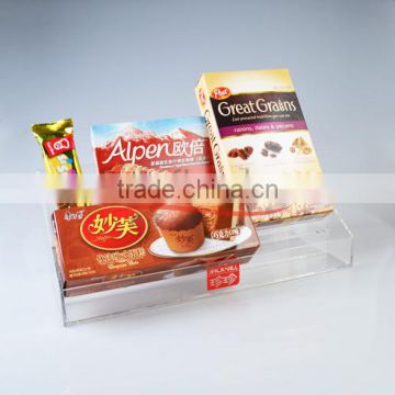 High Quality Customized Acrylic Step Display Rack/acrylic food display For Snacks